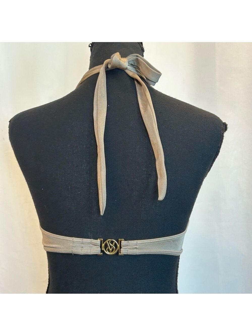 VICTORIA’S Secret taupe brown gray padded bikini top Gold-tone hardware Sz S - Picture 4 of 10
